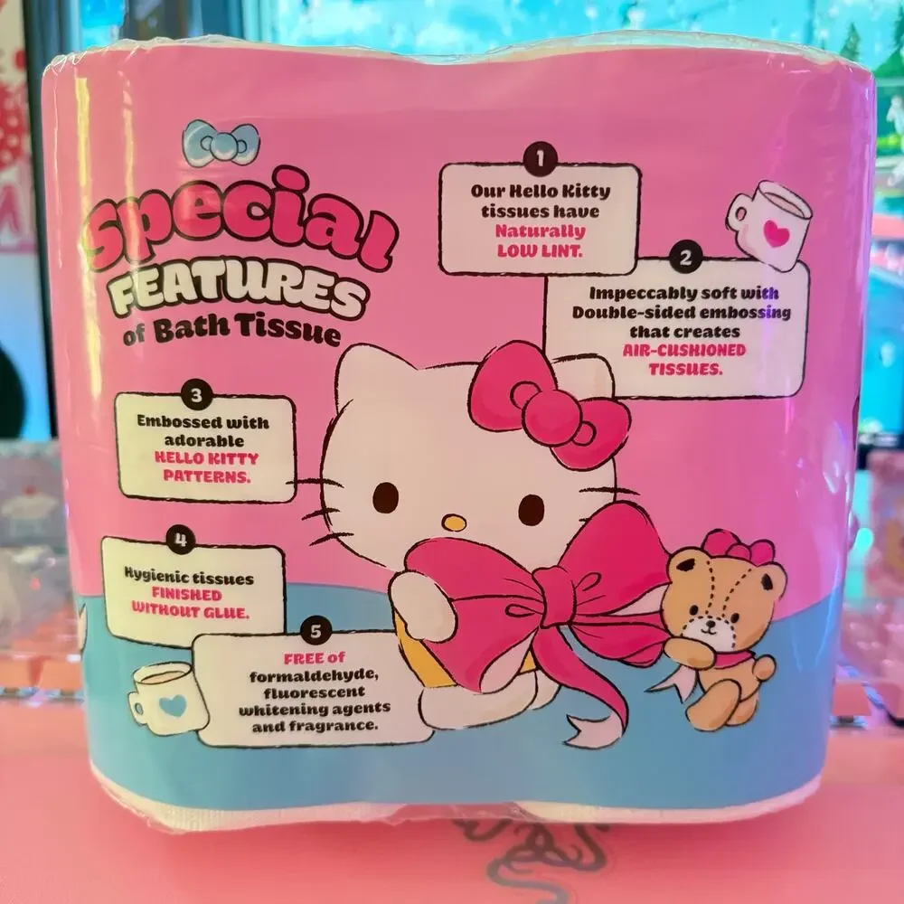 Hello Kitty Bath Tissue Soft 12 Rolls 3-Ply Pink Embossed Toilet Paper Sanrio